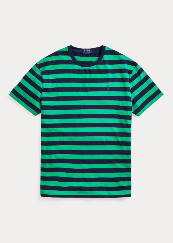 Playeras Polo Ralph Lauren Hombre Verdes / Azul Marino - Classic Striped Jersey - WDEAX3402